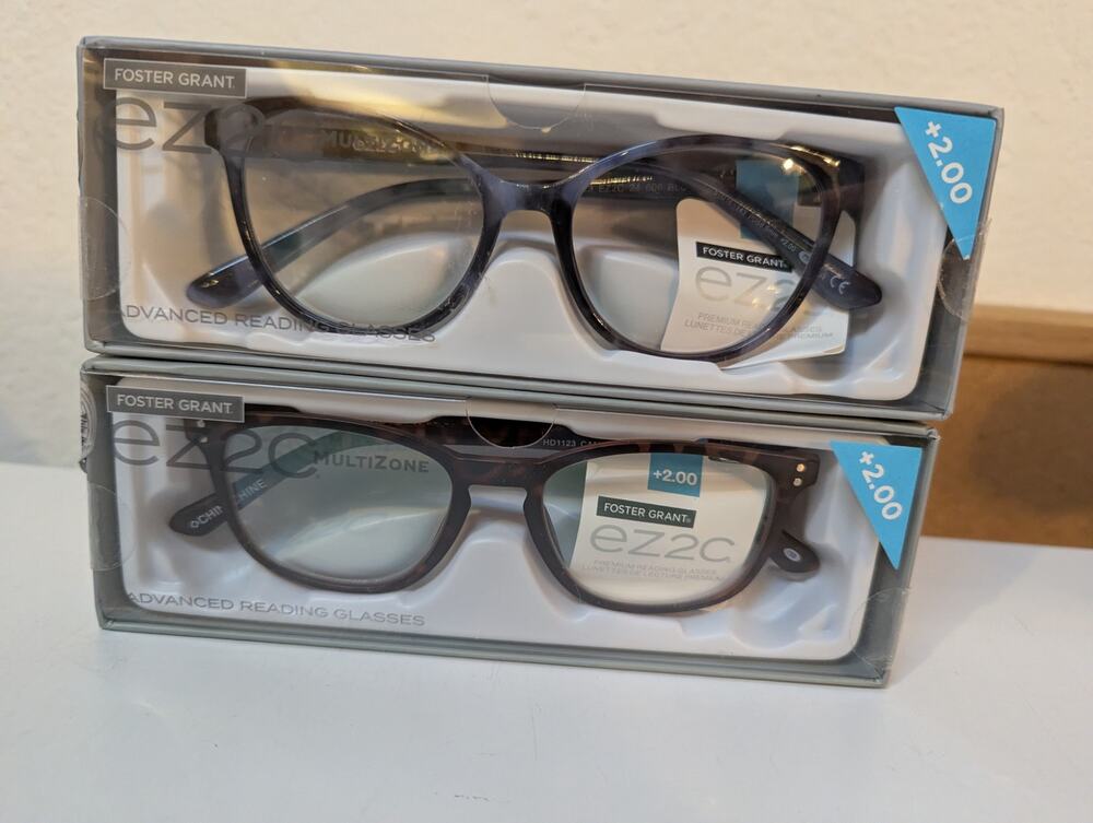 Foster Grant EZ2C Multizone Advanced Reading Glasses 606 BLU & Camden MF +2.00